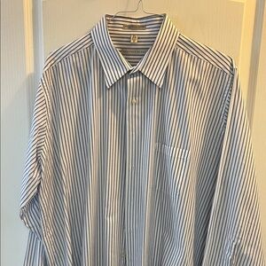 Geoffrey Beene Men's White and Black Striped Dress Shirt